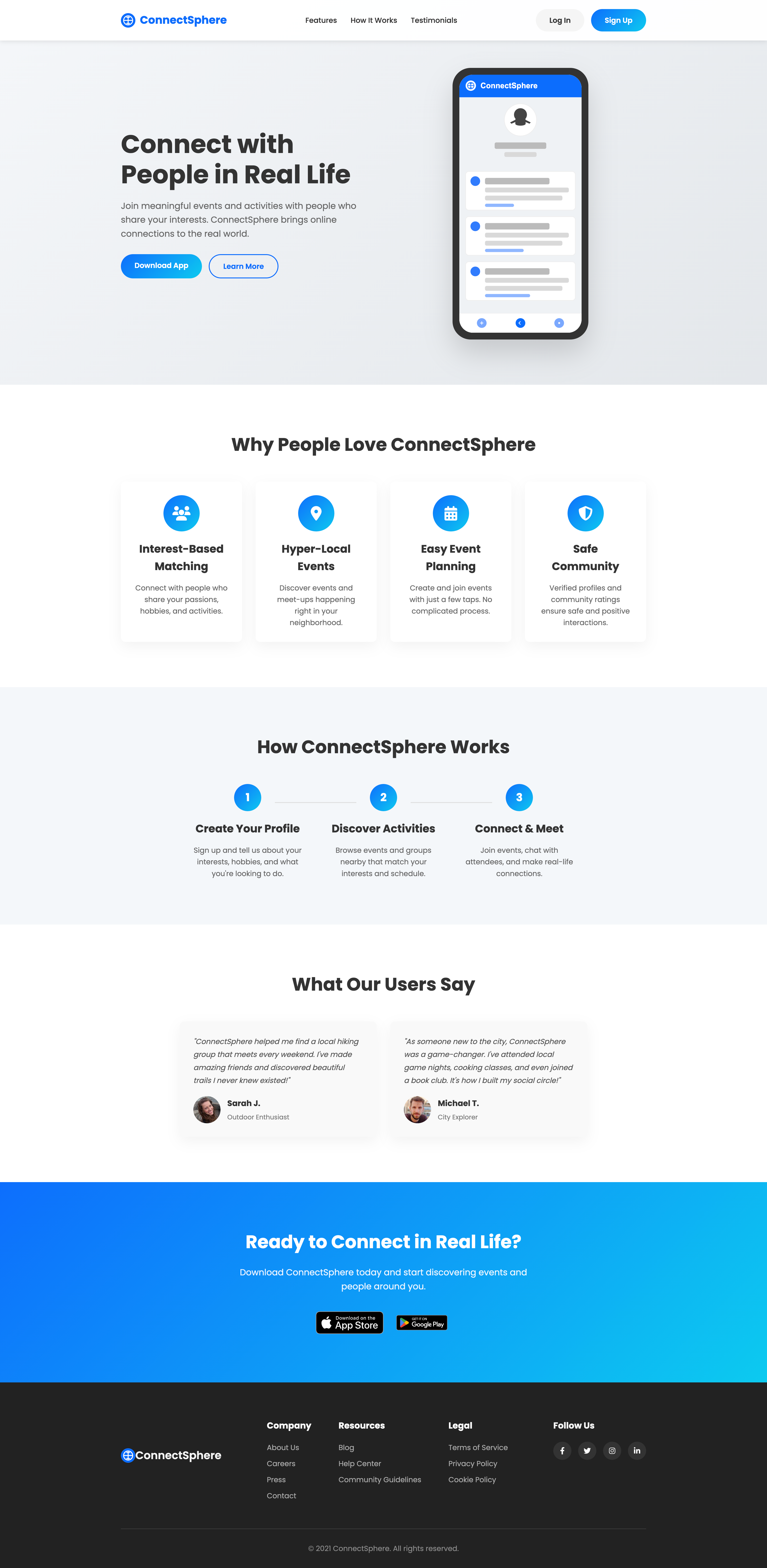 ConnectSphere Landing Page